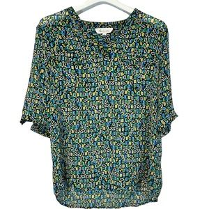 Patterned Green and Blue Blouse